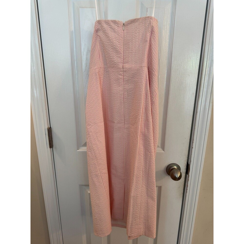 J Crew Seersucker Strapless Dress Pink White Sz 6 NWT Summer Wedding Preppy - Picture 3 of 8